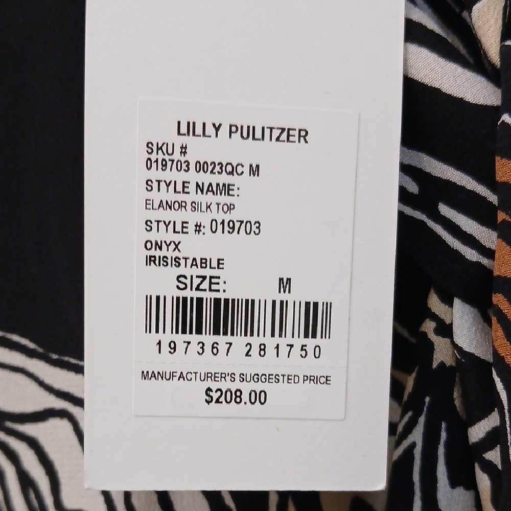 Lilly Pulitzer Black and Tan Floral Silk Top - Picture 7 of 8